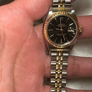 Rolex Two-Tone Black and Gold Women's Watch